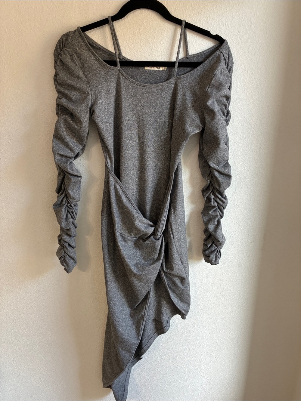 Heart Hips Silver-Gray Asymmetrical Ruched Twist Dress